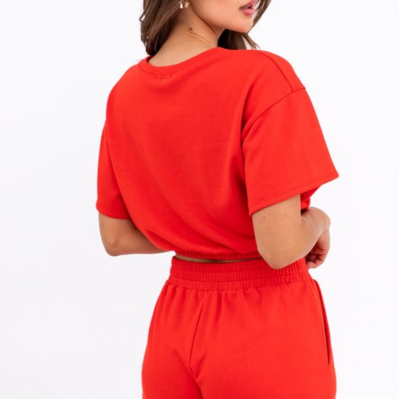 Le Lis Red Crop Top Women’s Small – Y2K Short Sleeve Cropped Sweatshirt Tee - Picture 4 of 6
